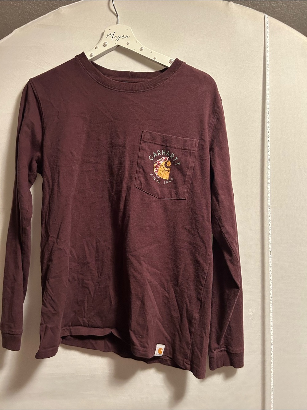 Carhartt womens Long-Sleeve Pocket Tee - Burgundy